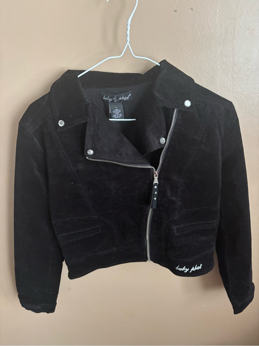 Baby Phat Black Suede Asymmetrical Moto Jacket